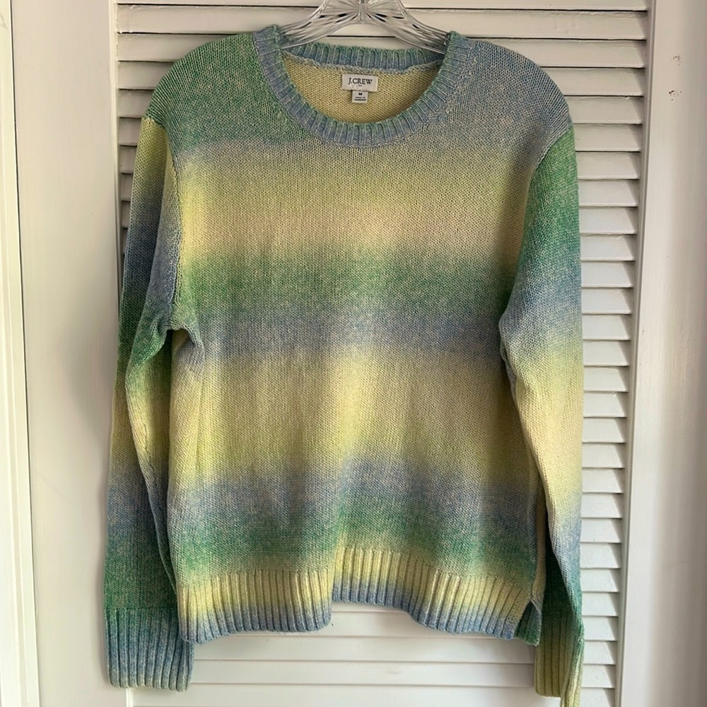 J. Crew Cool Ombré Stripe Cropped Sweater, Size M